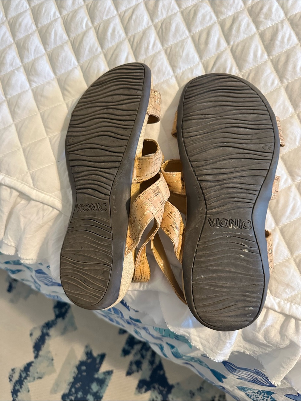 Vionic Cork-Textured Triple Strap Sandals in Tan - Picture 2 of 3